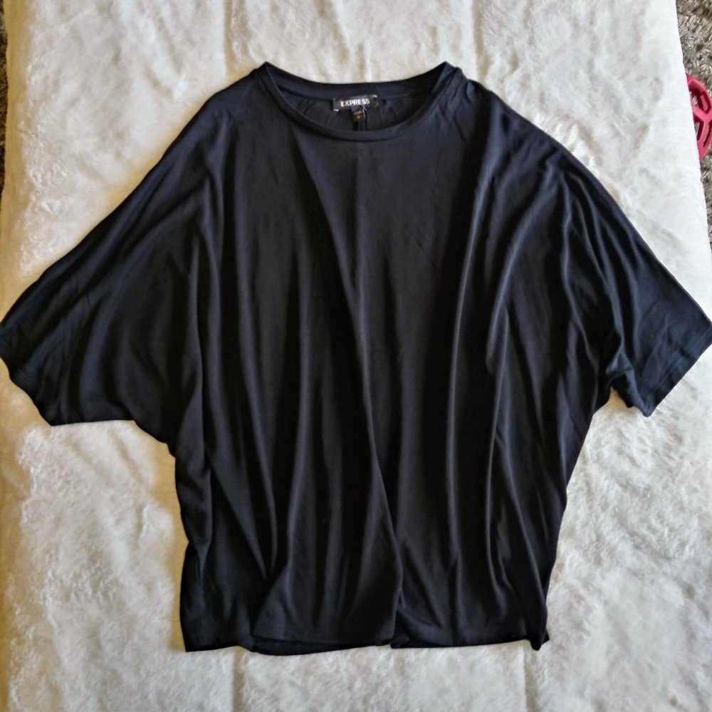 New Express Black Cold-Shoulder Dolman Sleeve Top
